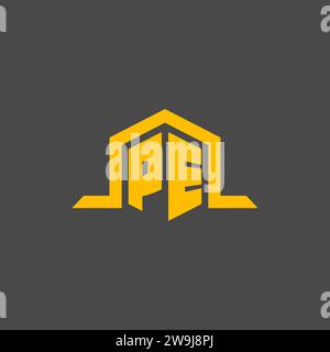PE monogram initial logo with hexagon style design ideas Stock Vector