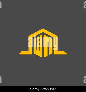 WN monogram initial logo with hexagon style design ideas Stock Vector