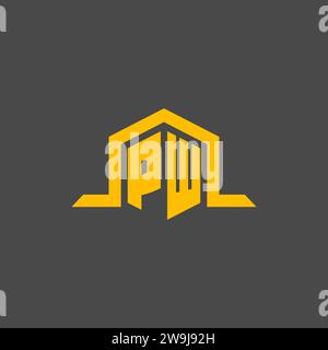 PW monogram initial logo with hexagon style design ideas Stock Vector