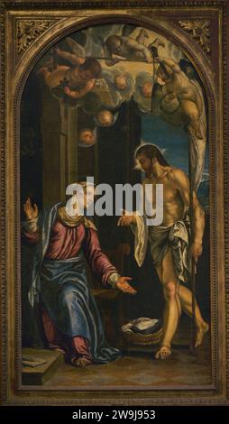 Francesco Montemezzano (1555-after 1602). Italian painter. The Risen Christ appears to the Virgin. Oil on canvas. Museo Civico Ala Ponzone. Cremona. Lombardy. Italy. Stock Photo