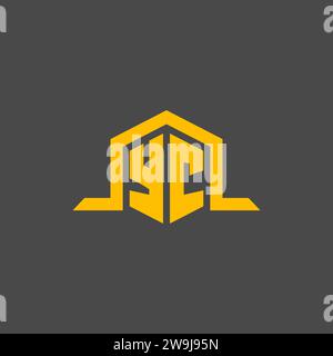 YC monogram initial logo with hexagon style design ideas Stock Vector
