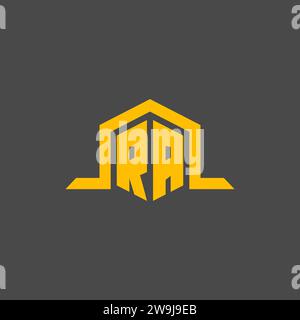 RA monogram initial logo with hexagon style design ideas Stock Vector