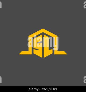 SL monogram initial logo with hexagon style design ideas Stock Vector