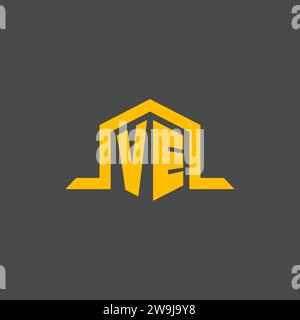 VE monogram initial logo with hexagon style design ideas Stock Vector