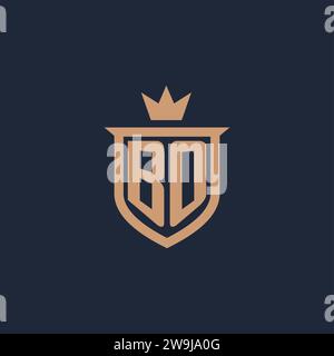 BO monogram initial logo with shield and crown style design ideas Stock Vector
