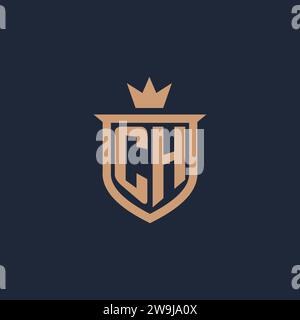 CH monogram initial logo with shield and crown style design ideas Stock Vector
