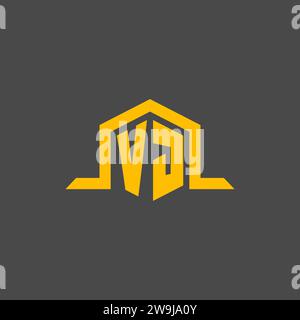 VJ monogram initial logo with hexagon style design ideas Stock Vector