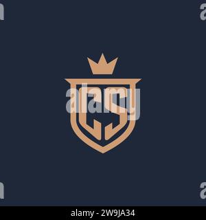 CS monogram initial logo with shield and crown style design ideas Stock Vector