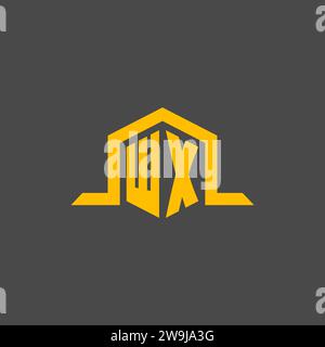 WX monogram initial logo with hexagon style design ideas Stock Vector