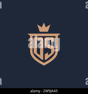 DS monogram initial logo with shield and crown style design ideas Stock Vector