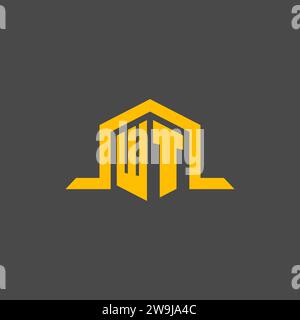 WT monogram initial logo with hexagon style design ideas Stock Vector