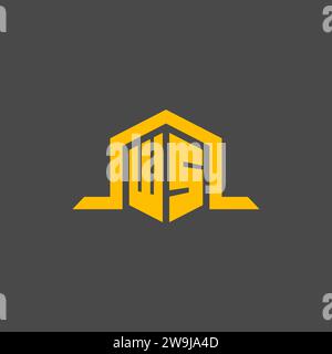 WS monogram initial logo with hexagon style design ideas Stock Vector