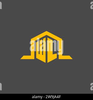 WL monogram initial logo with hexagon style design ideas Stock Vector