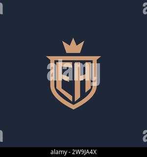 EH monogram initial logo with shield and crown style design ideas Stock Vector