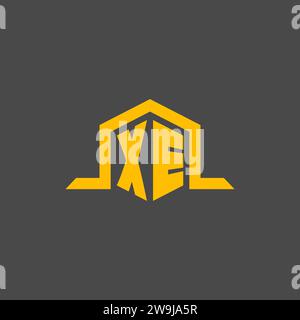 XE monogram initial logo with hexagon style design ideas Stock Vector