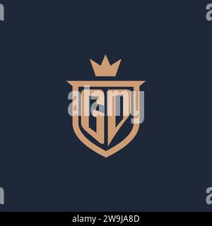 GD monogram initial logo with shield and crown style design ideas Stock Vector