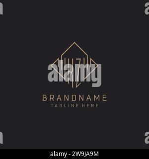 KZ monogram logo initials with square rectangular shape isolated on ...