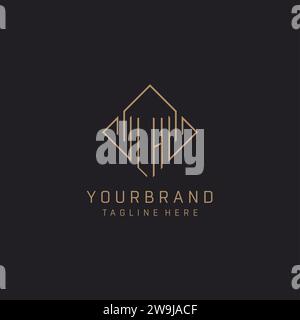 LH initial logo with square rectangular shape style design ideas Stock ...