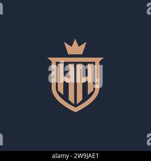 HH monogram initial logo with shield and crown style design ideas Stock Vector