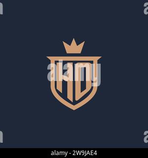 HO monogram initial logo with shield and crown style design ideas Stock Vector