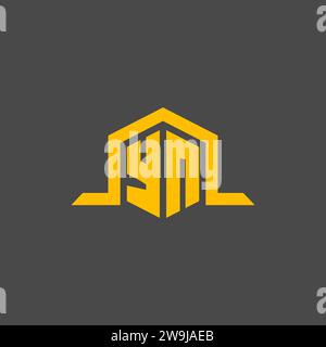 YN monogram initial logo with hexagon style design ideas Stock Vector