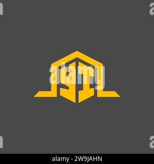 YI monogram initial logo with hexagon style design ideas Stock Vector