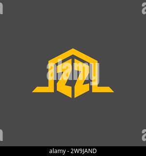 ZZ monogram initial logo with hexagon style design ideas Stock Vector