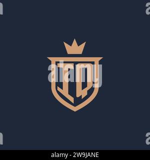IQ monogram initial logo with shield and crown style design ideas Stock Vector