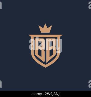 BB monogram initial logo with shield and crown style design ideas Stock Vector