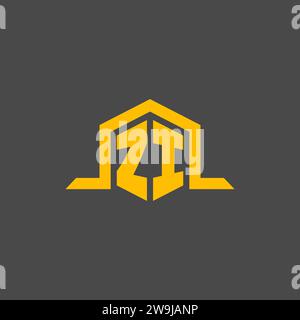 ZI monogram initial logo with hexagon style design ideas Stock Vector
