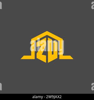 ZU monogram initial logo with hexagon style design ideas Stock Vector