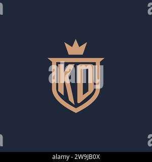 KO monogram initial logo with shield and crown style design ideas Stock Vector