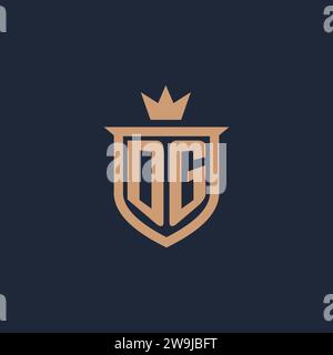 DG monogram initial logo with shield and crown style design ideas Stock Vector