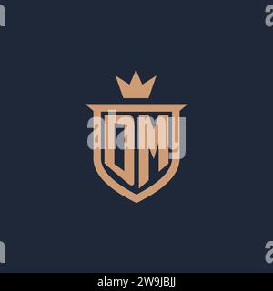 DM monogram initial logo with shield and crown style design ideas Stock Vector