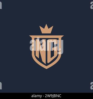 NG monogram initial logo with shield and crown style design ideas Stock Vector