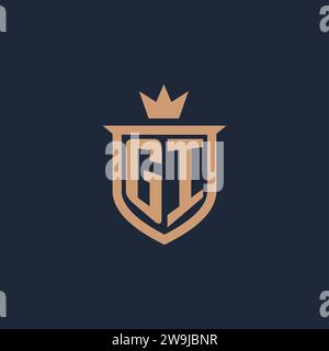 GI monogram initial logo with shield and crown style design ideas Stock Vector