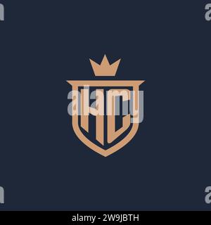 HC monogram initial logo with shield and crown style design ideas Stock Vector