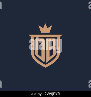 OB monogram initial logo with shield and crown style design ideas Stock Vector