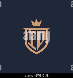 ID monogram initial logo with shield and crown style design ideas Stock Vector