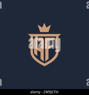 AF monogram initial logo with shield and crown style design ideas Stock Vector