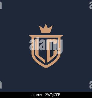 LC monogram initial logo with shield and crown style design ideas Stock Vector