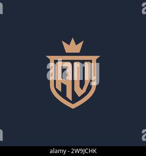 AV monogram initial logo with shield and crown style design ideas Stock Vector