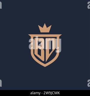 BD monogram initial logo with shield and crown style design ideas Stock Vector