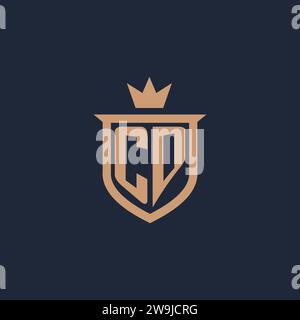 CD monogram initial logo with shield and crown style design ideas Stock Vector