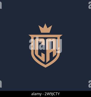 CA monogram initial logo with shield and crown style design ideas Stock Vector