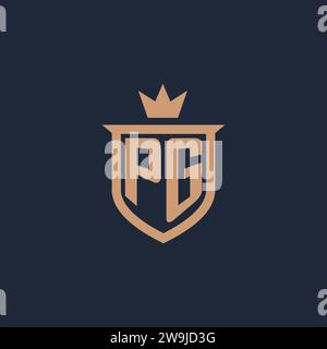 PG monogram initial logo with shield and crown style design ideas Stock Vector
