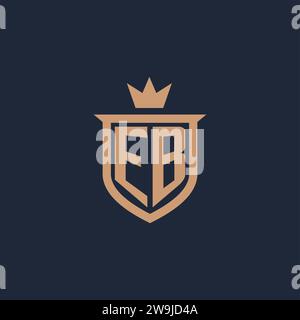 EB monogram initial logo with shield and crown style design ideas Stock Vector