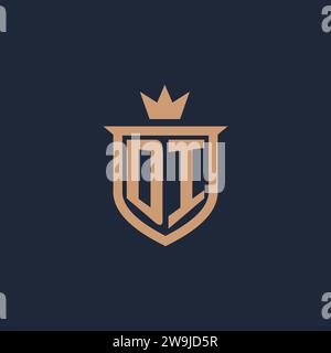 DI monogram initial logo with shield and crown style design ideas Stock Vector