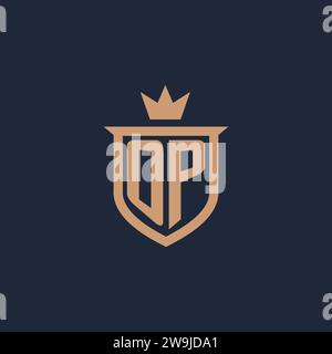 OP monogram initial logo with shield and crown style design ideas Stock Vector