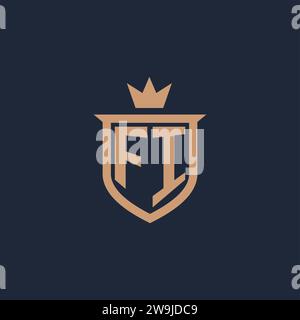 FI monogram initial logo with shield and crown style design ideas Stock Vector